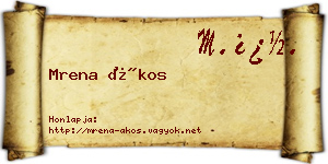 Mrena Ákos névjegykártya